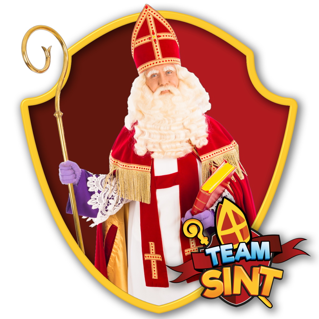 Team Sint bestaat uit Sinterklaas en zijn pieten Kliederpiet, Rommelpiet en natuurlijk de hulpenpiet de Pietenkidz.
